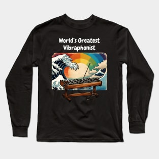 World's Greatest Vibraphone Player Vibraphonist in the Great Wave of 80s Long Sleeve T-Shirt